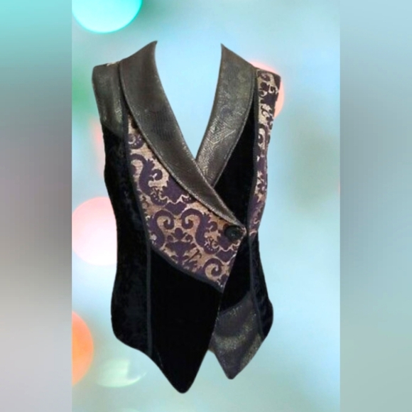 Coldwater Creek Phoebe Brocade Velvet Vest Women's 6-8 ✨ 2 /$15 ✨ - Picture 1 of 5